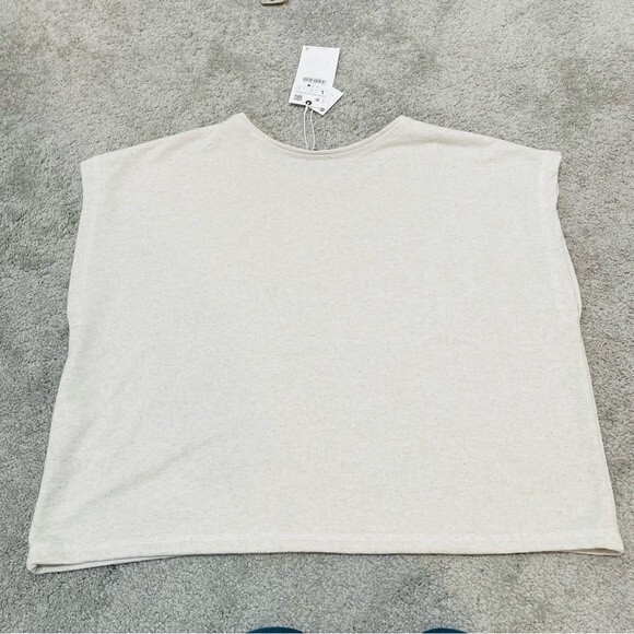 NWT ZARA Cream Linen Blend Square Boxy Sleeveless Top Size L - Picture 6 of 13